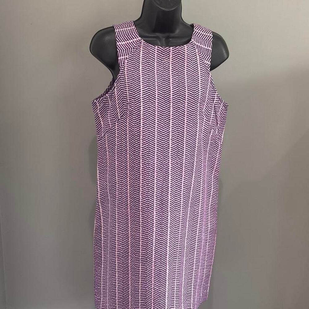 Southern Tide Classic Fit Navy, Pink and White Chevron Print Dress